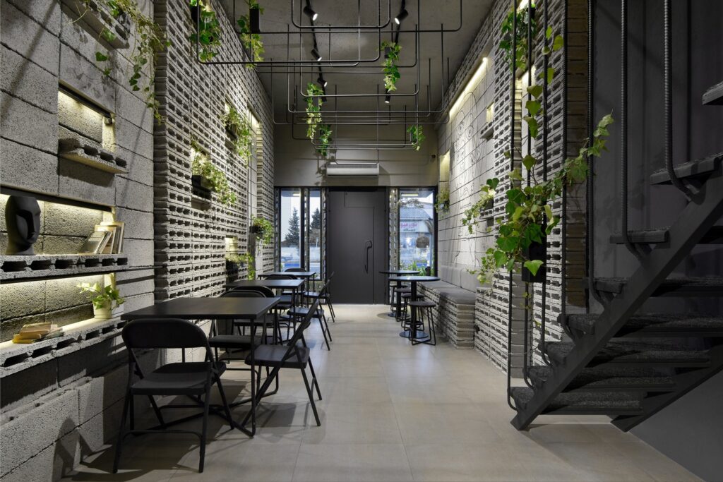 Thiết kế quán cafe phong cách tối giản màu tối